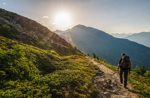 man solo hiking